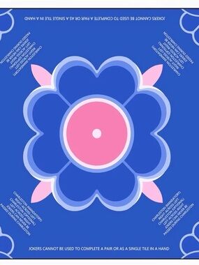 Blue & Pink MAHJONG mat with 4 acrylic pushers